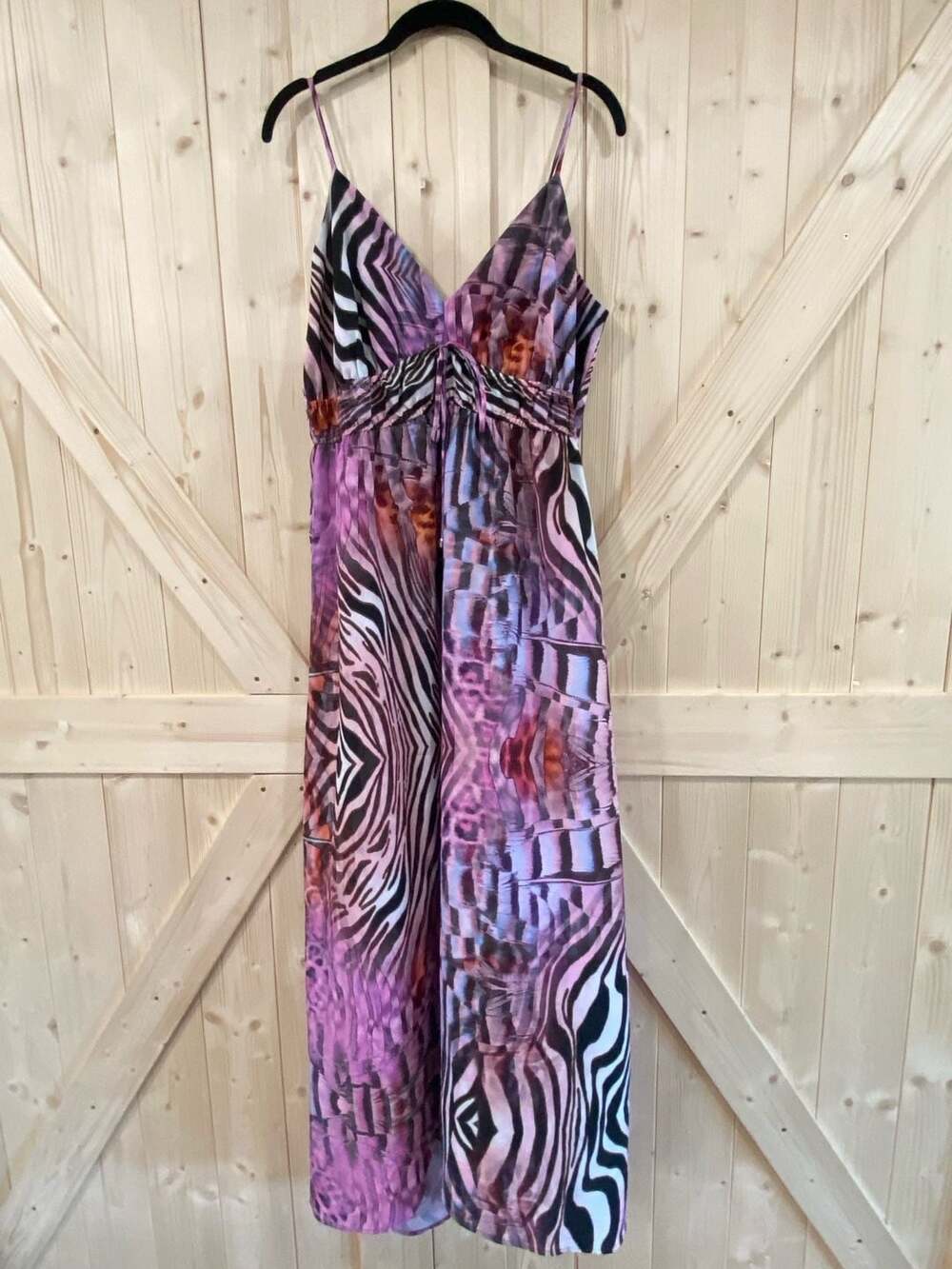 Jennifer Lopez Purple Animal Zebra Print Maxi Dress Size L